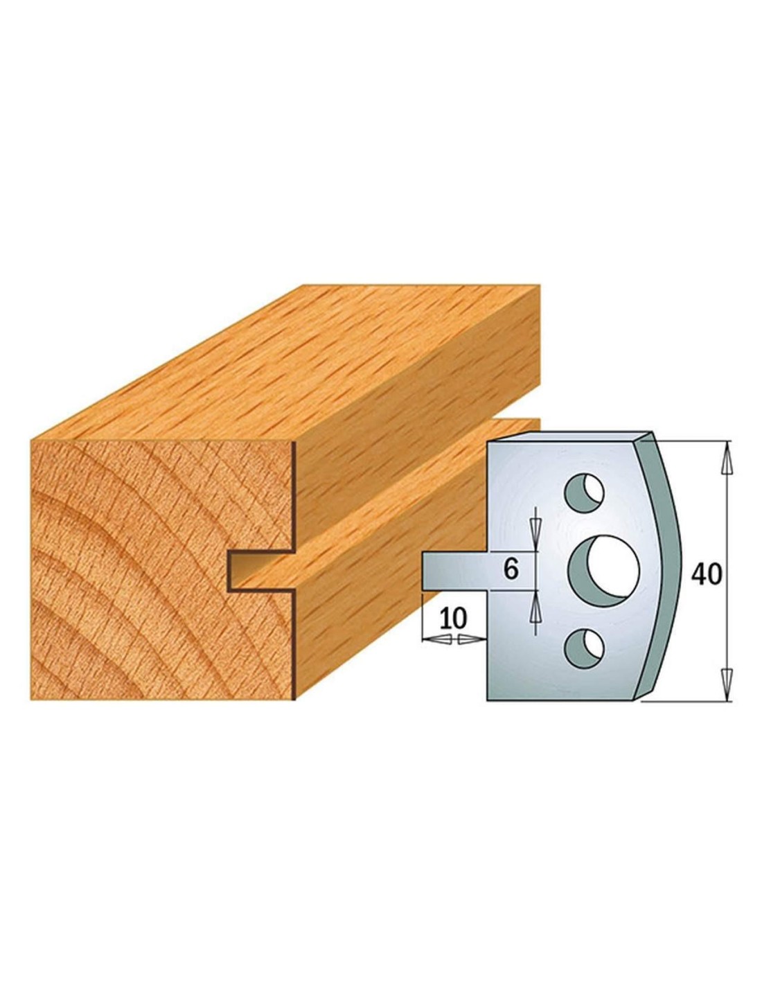 Jeu De 2 Couteaux Profilés Pour Toupie À Bois 40 Mm Profil 16