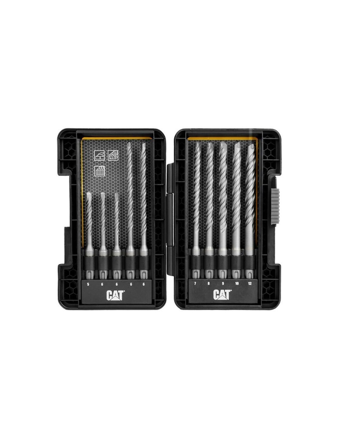 Set 10 punte da muro per trapano a percussione e Sds Plus Caterpillar DA03901