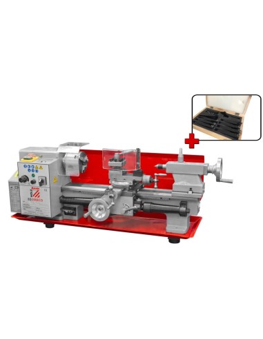 1 - Tour a metaux d'etabil avec variateur Holzmann ed300eco + 9 outils 9tlg10