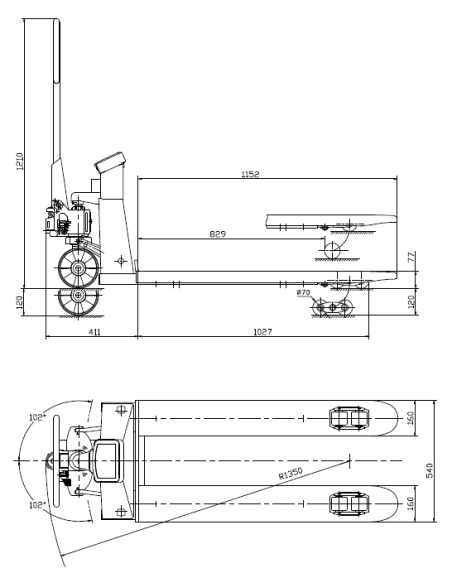 3 - Transpalette manuel echelle 2500 kg Holzmann hub25kg