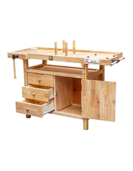 3 - Etabli en bois professionnel banca travail professionnel tiroir Holzmann wb138c