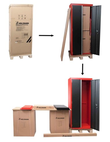 8 - Ensemble armoires et table de travail d'atelier Holzmann wess13