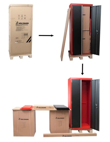 8 - Ensemble armoires et table de travail d'atelier Holzmann wess13
