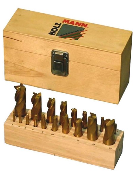 1 - Jeu de 20 fraises carbure finition frontal 4 et 2 flute acier Holzmann ffs20
