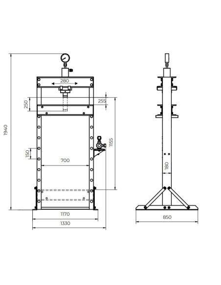 Presse hydraulique d'atelier 75 t HOLZMANN wp75eco