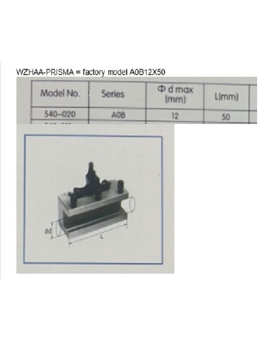 2 - Porte-outil de tour metaux avec siege prismatique 100x20mm Holzmann wzhaa_prisma