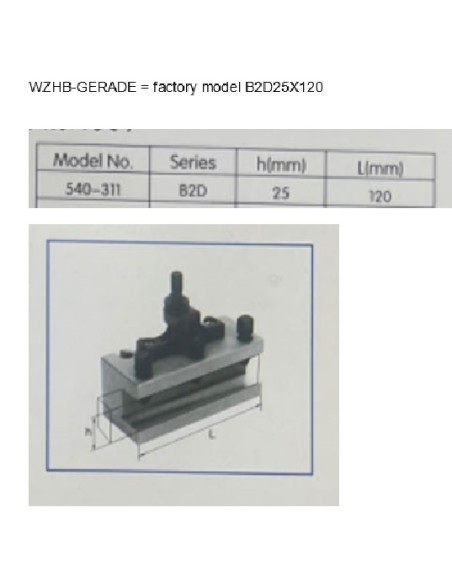 2 - Porte-outil de tour a metal avec siege plat 100x20mm Holzmann wzhb_gerade