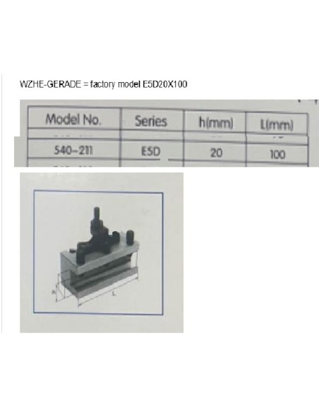 2 - Porte-outil de tour a metal avec siege plat 100x20mm Holzmann wzhe_gerade