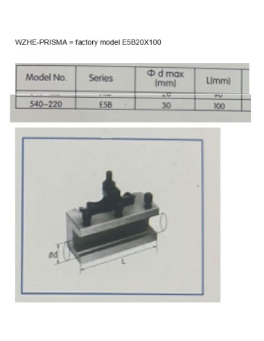 2 - Porte-outil de tour metaux avec siege prismatique 100x32mm Holzmann wzhe_prisma