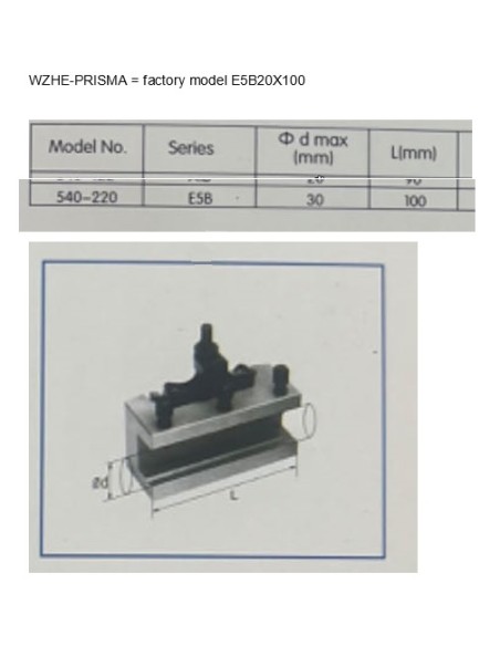 2 - Porte-outil de tour metaux avec siege prismatique 100x32mm Holzmann wzhe_prisma