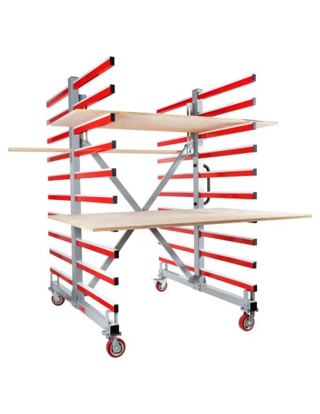 4 - Chariot a cremaillere mobile extensible pour panneaux Holzmann taw70duo