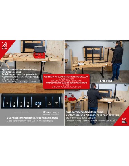 4 - Etabli en bois reglable en hauteur pour menuiserie wb210elift_230v