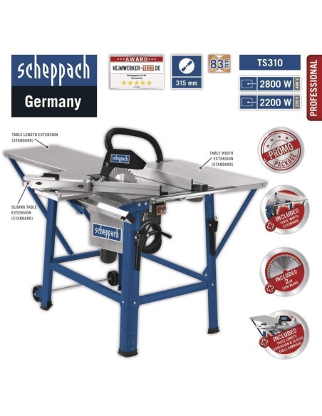 Table scie circulaire Scheppach ts310 315mm 2200w 230v + lame de rechange