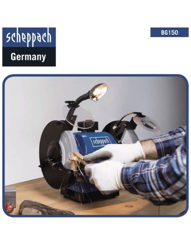 Smerigliatrice da banco da 6" ø150mm 370w con doppio disco Scheppach bg150
