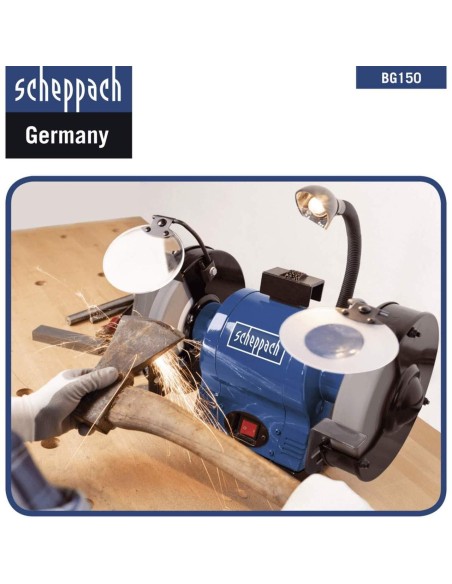 Smerigliatrice da banco da 6" ø150mm 370w con doppio disco Scheppach bg150