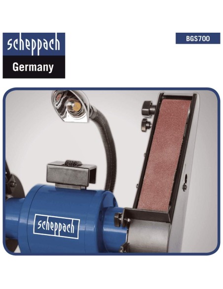 3 - Combiné meuleuse / ponceuse à bande et touret 250w 230v Scheppach bgs700