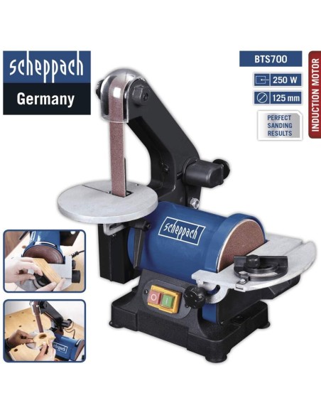 Levigatrice combinata da banco a nastro verticale piu' disco Scheppach bts700