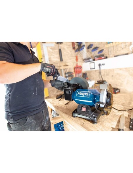 5 - Touret &agrave; meuler ponceuse 250w 230v Scheppach bg200w avec 1 meule &agrave; eau