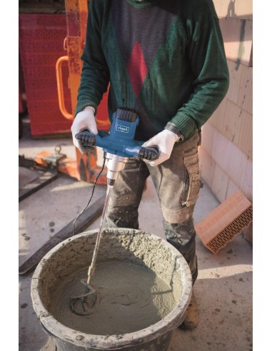 5 - Malaxeur carrelage beton ciment colle platre mélangeur 1200w Scheppach pm1200