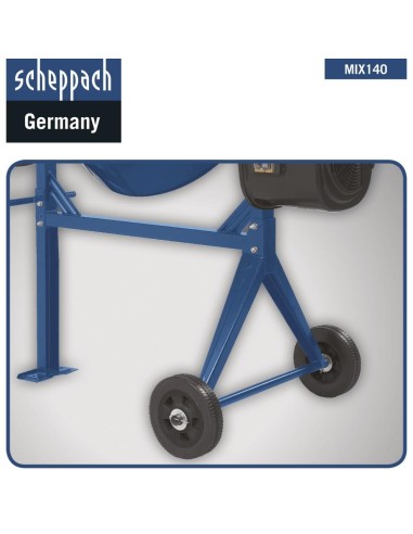 Betoniera elettrica 140lt 550w Scheppach mix140 per malta calcestruzzo e cemento