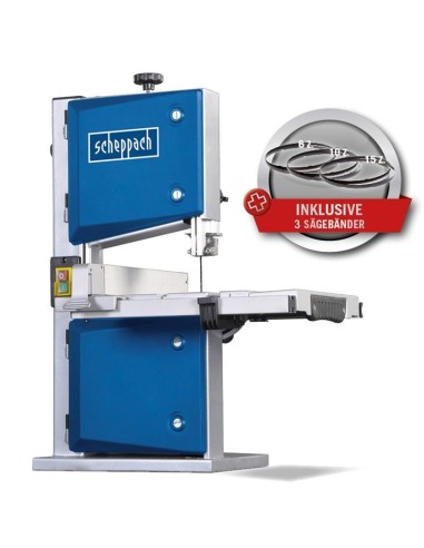 Sega a nastro da banco x legno 350w goniometro e 3 lame incluse Scheppach hbs30