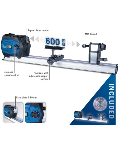 Tour à bois 600mm 550w Scheppach dm600vario