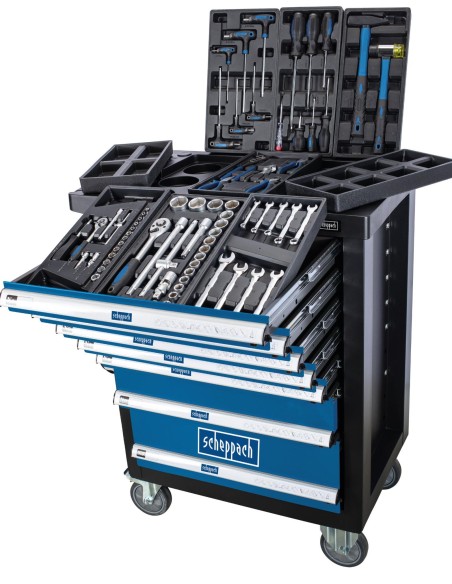 Carrello porta attrezzi per officina con utensili 70pz Scheppach tw1100
