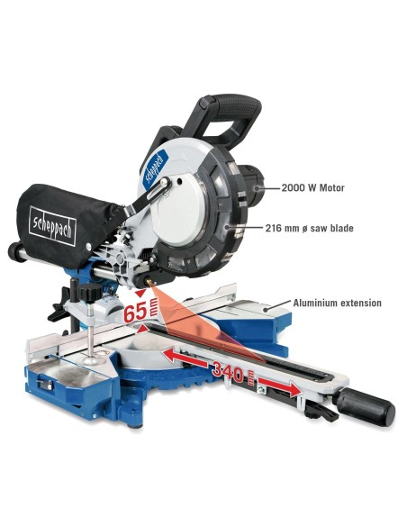 Troncatrice radiale per legno Scheppach hm216 2000w con 2 dischi