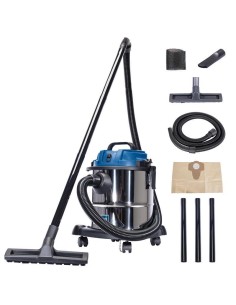 1 - Aspirateur sec humide eau et poussiere acier inox 20l 1200w Scheppach nts20