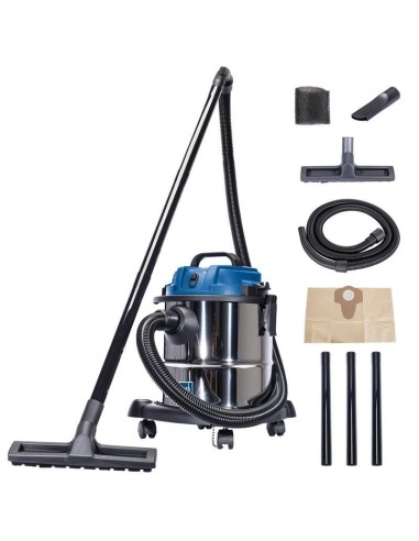 1 - Aspirateur sec humide eau et poussiere acier inox 20l 1200w Scheppach nts20