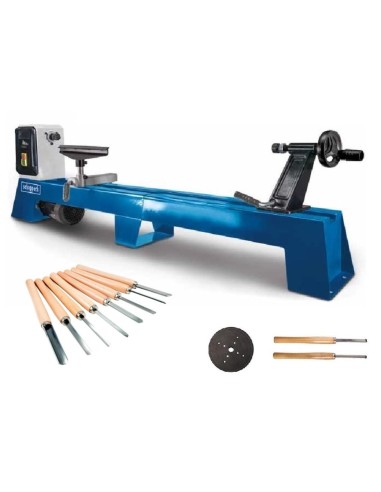 1 - Tour à bois 1000 mm 400w Scheppach dm1100t + jeu de 8 gouges