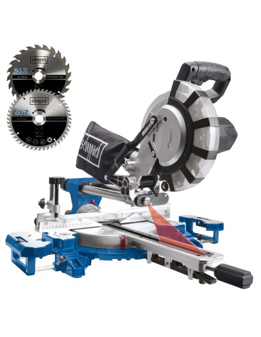 Troncatrice radiale per legno 2000w ø210 Scheppach hm216spx con 2 dischi