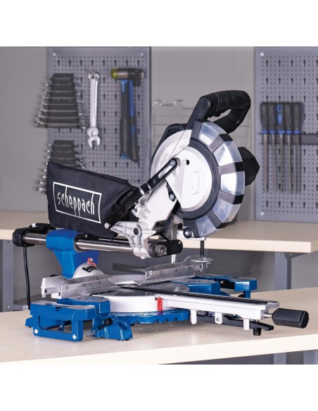 Troncatrice radiale per legno 2000w ø210 Scheppach hm216spx con 2 dischi