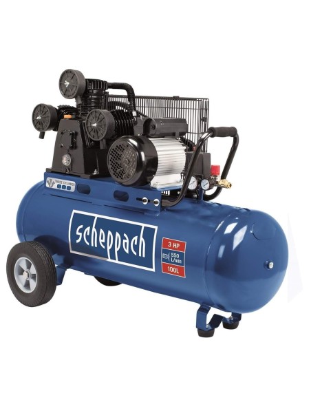 Compresseur d'air à 3 cylindres 100 lt 2200w 3hp 10 bar Scheppach hc550tc 230v