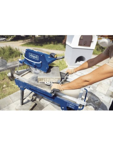 4 - Coupe-carrelage pietement pliant electrique 8x11cm scie 350mm Scheppach hsm3500