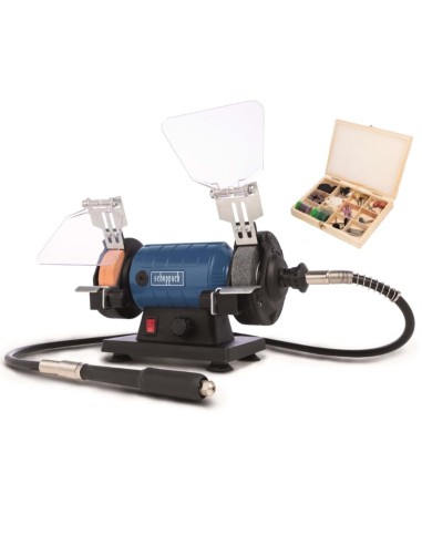 1 - Touret a meules double equipe de mandrin et tuyau flexible Scheppach hg35