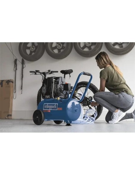 4 - Compresseur d'air sans huile silencieux 60db 24 lt 1,5 hp 8 bar Scheppach hc25si