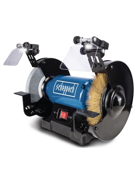 Touret a meuler meules et brosse metallique ø200mm Scheppach sm200lb 500w