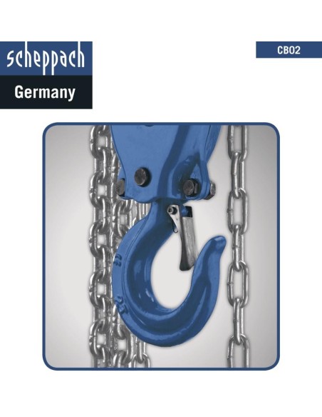 Paranco manuale a catena fino a 2000kg Scheppach cb02 alzata massima 3mt