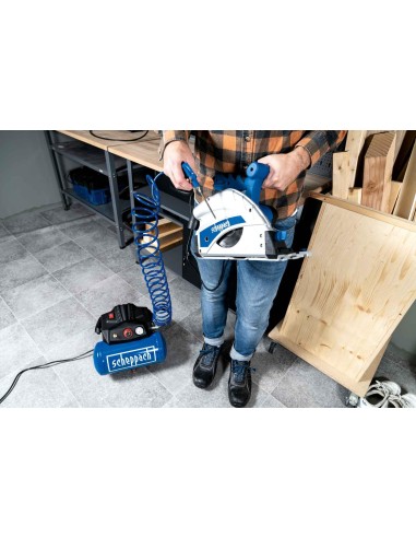 Compresseur sans huile coaxial 6l 8 bar 1,6cv avec accessoires Scheppach hc06