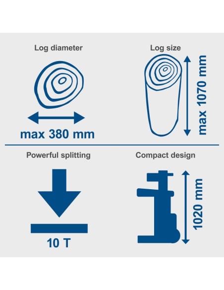 2 - Fendeuse electrique verticale 400 v 3150 w 10 t Scheppach compact 10t