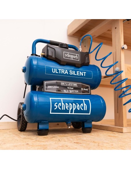 5 - Compresseur d'air super silencieux 20 lt 10 bar Scheppach hc20si-twin