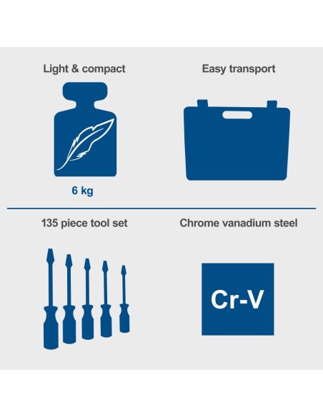 5 - Mallette a outils 135 pieces Scheppach tb170