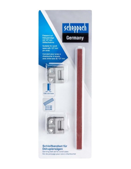 Set 6 pz nastri abrasivi per seghe da traforo 127 mm k100/k180/k240 Scheppach