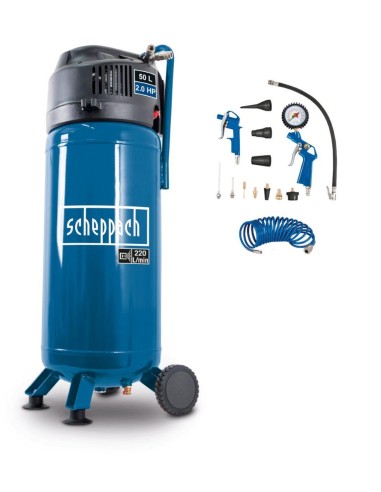Compressore aria verticale 50 lt 10 bar con kit 13 accessori Scheppach hc51v