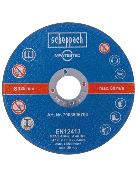 1 - Lot de 12 disques a tronconner metal 125mm Scheppach