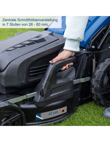 5 - Tondeuse 4en1 brushless 2x20V 47cm sans batterie ixes Scheppach bc-mp470-x