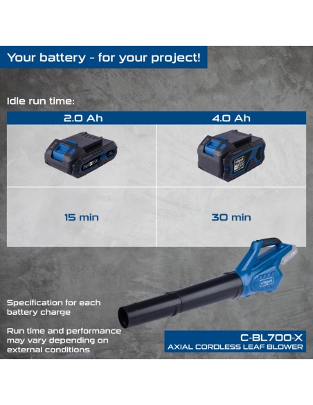 Soffiatore foglie c-bl700-x 20V 1 batteria 2.0Ah e caricabatteria ixes Scheppach