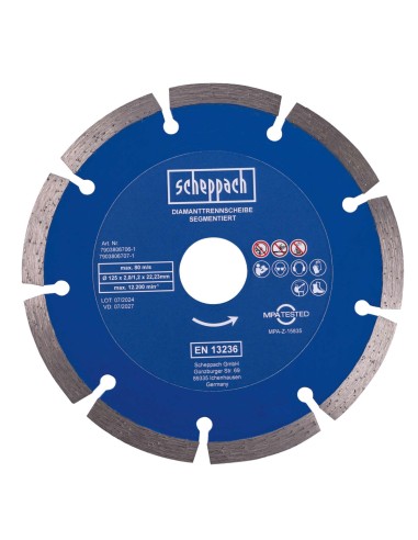 1 - Disque diamante 125x22,23 mm 9t pour rainureuse murale Scheppach MNF2250