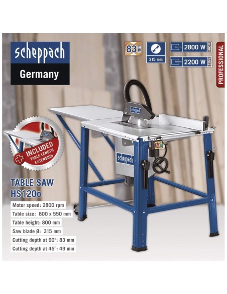 TABLE SCIE CIRCULAIRE SCHEPPACH HS120o 315MM 2200W 230V